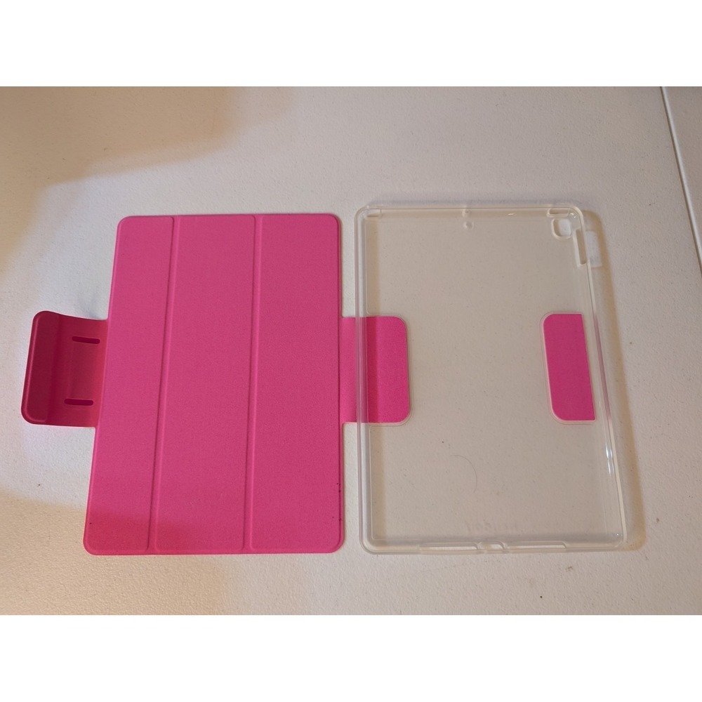 Heyday Pink iPad Case‎ Smart Cover Fits 10" Tablet with Clear Back Magnetic Flap - Picture 2 of 3